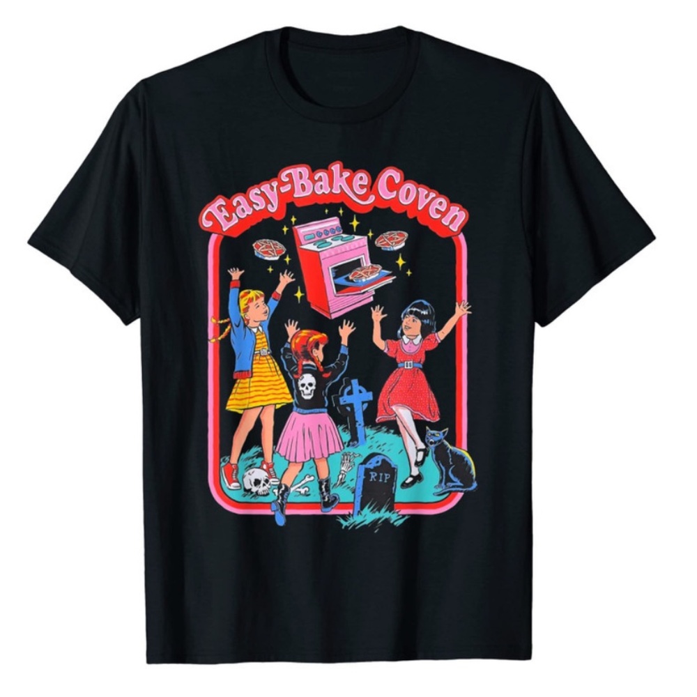 Black Short Sleeve Tee with Artistic Graphic